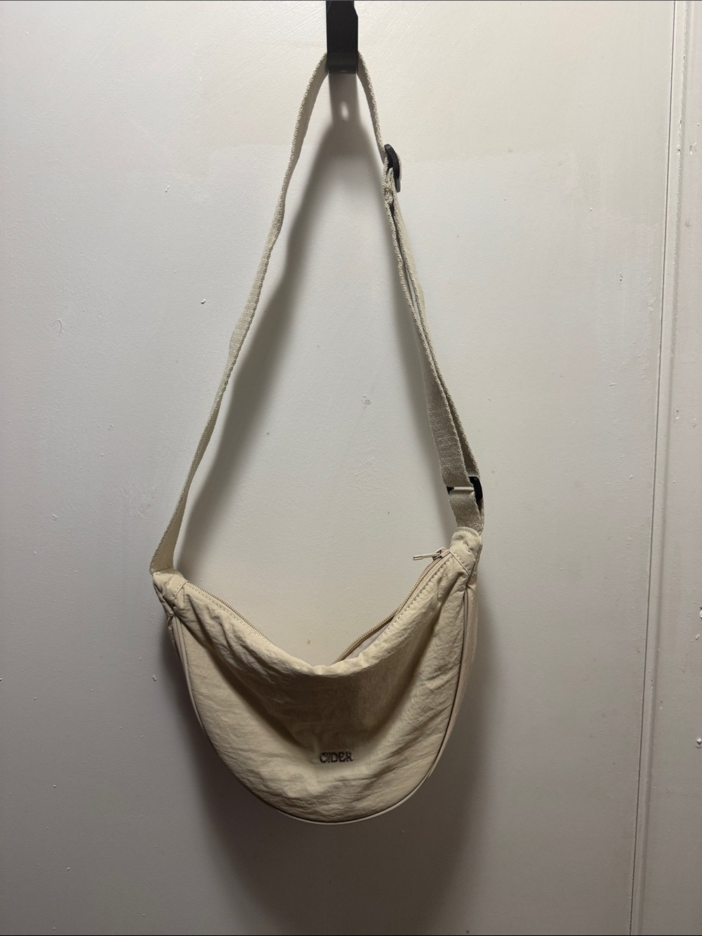 Cider Cream Canvas Crescent Crossbody Bag(13)